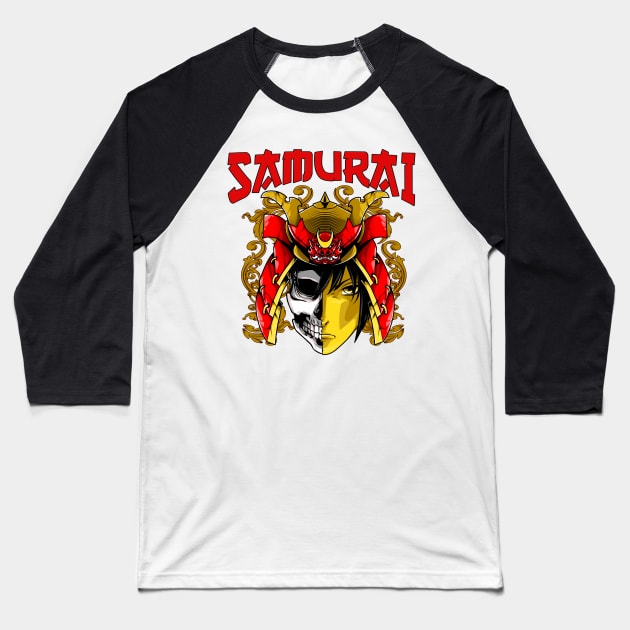 Skull Samurai Baseball T-Shirt by SkullTroops